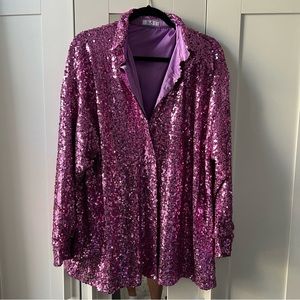 SLA The Label Sequin Shirt Dress
